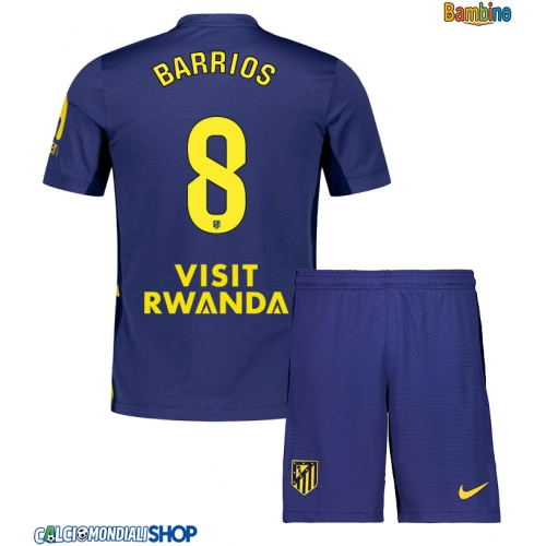 Maglie da calcio Atletico Madrid Pablo Barrios #8 Seconda Maglia Bambino 2025-26 Manica Corta + Pantaloni corti)
